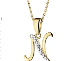 Apart Zawieszka z żółtego złota z diamentem - litera N - 0,003 ct - próba 375< Zawieszki