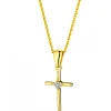Clearance Apart Zawieszka z żółtego złota z diamentem - krzyż - 0,006 ct - próba 375