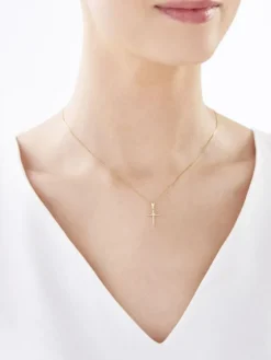Clearance Apart Zawieszka z żółtego złota z diamentem - krzyż - 0,006 ct - próba 375