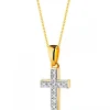 Clearance Apart Zawieszka z żółtego złota z diamentami - krzyż - 0,02 ct - próba 585