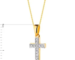 Clearance Apart Zawieszka z żółtego złota z diamentami - krzyż - 0,02 ct - próba 585
