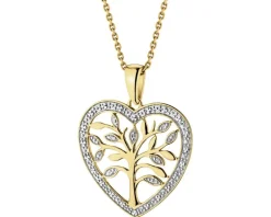 Outlet Apart Zawieszka z żółtego złota z diamentami - drzewko, serce - 0,01 ct - próba 375