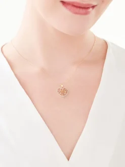 Outlet Apart Zawieszka z żółtego złota z diamentami - drzewko, serce - 0,01 ct - próba 375