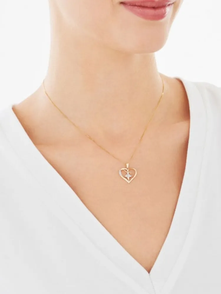 Apart Zawieszka z żółtego złota z diamentami - baletnica, serce - 0,01 ct - próba 375< Zawieszki