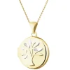 Outlet Apart Zawieszka z żółtego złota z diamentami - puzderko - drzewko - 0,01 ct - próba 375