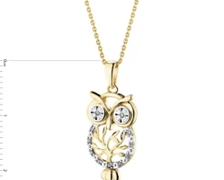 Sale Apart Zawieszka z żółtego złota z diamentami - sowa - 0,03 ct - próba 585