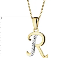 Apart Zawieszka z żółtego złota z diamentem - litera R - 0,003 ct - próba 375< Zawieszki