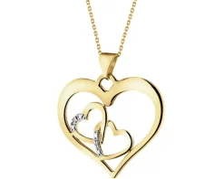Discount Apart Zawieszka z żółtego złota z diamentami - serca - 0,01 ct - próba 375