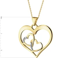 Discount Apart Zawieszka z żółtego złota z diamentami - serca - 0,01 ct - próba 375