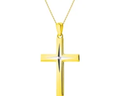 Apart Zawieszka z żółtego złota z diamentem - krzyż - 0,005 ct - próba 585< Zawieszki