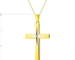 Apart Zawieszka z żółtego złota z diamentem - krzyż - 0,005 ct - próba 585< Zawieszki