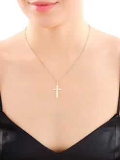 Apart Zawieszka z żółtego złota z diamentem - krzyż - 0,005 ct - próba 585< Zawieszki