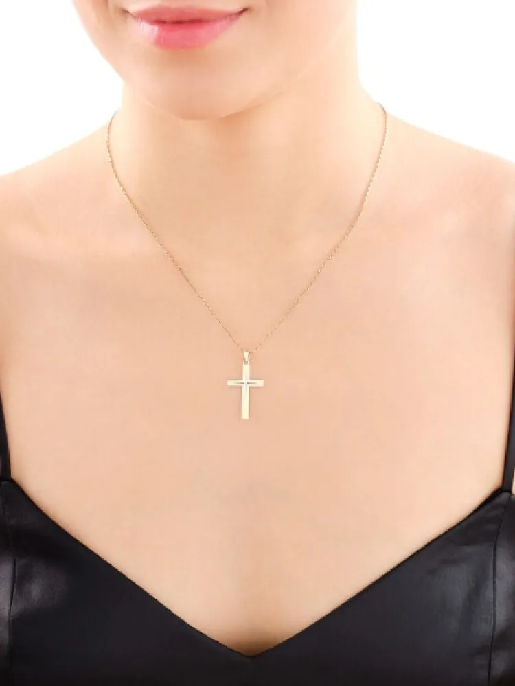 Apart Zawieszka z żółtego złota z diamentem - krzyż - 0,005 ct - próba 585< Zawieszki
