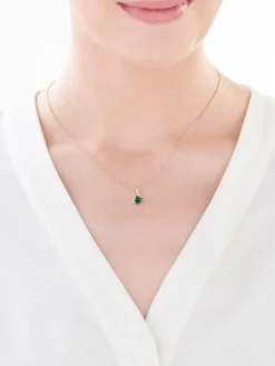 Online Apart Zawieszka z żółtego złota z diamentem i szmaragdem syntetycznym - próba 375