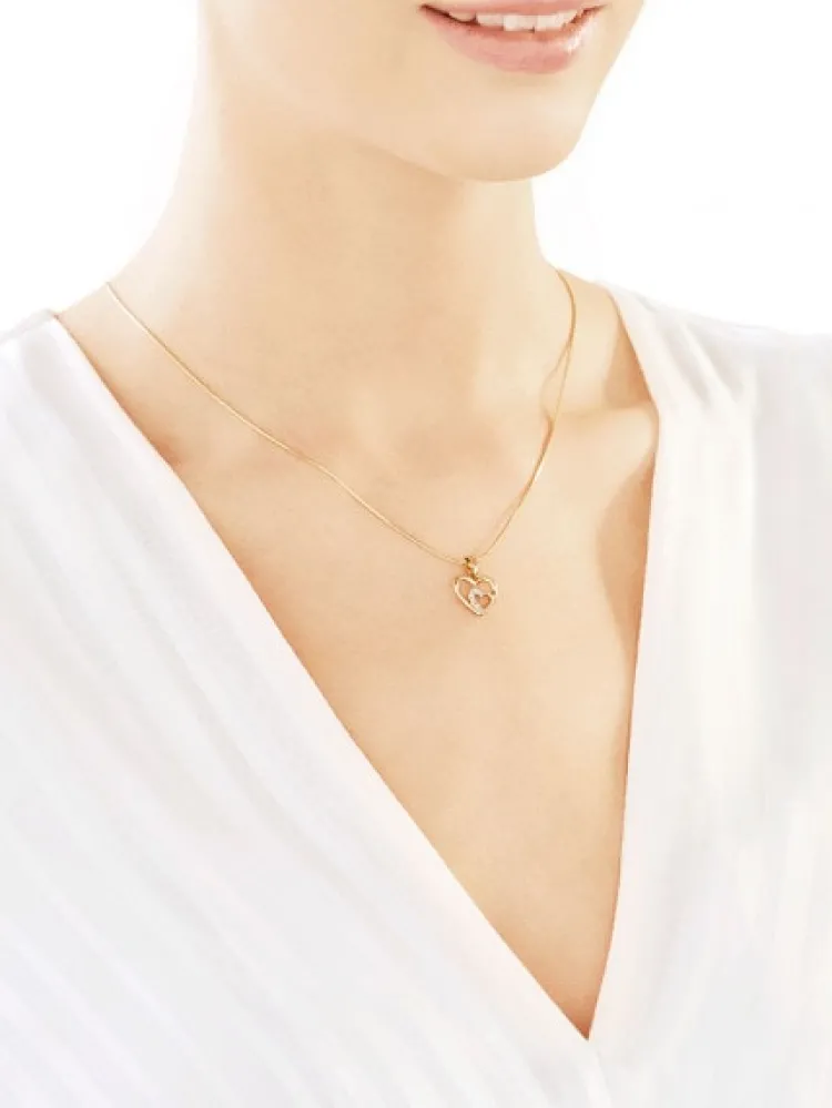 Apart Zawieszka z żółtego złota z diamentami - serca - 0,004 ct - próba 585< Zawieszki