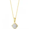 Discount Apart Zawieszka z żółtego złota z diamentami - kwadrat - 0,10 ct - próba 585