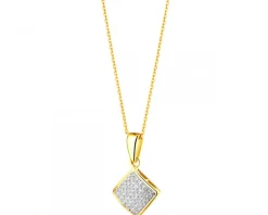 Discount Apart Zawieszka z żółtego złota z diamentami - kwadrat - 0,10 ct - próba 585