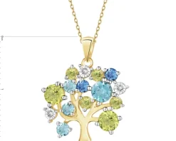 Best Apart Zawieszka  z żółtego złota z diamentami, peridotami, topazami - drzewko - próba 585