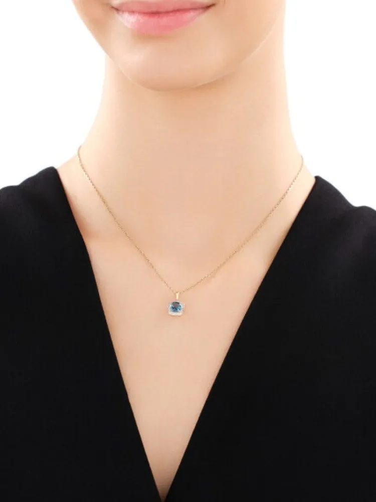 Outlet Apart Zawieszka z żółtego złota z diamentami i topazem London Blue - próba 585