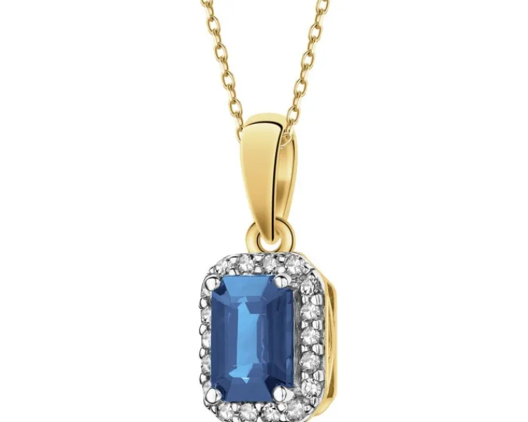 Discount Apart Zawieszka z żółtego złota z diamentami i szafirem - próba 585