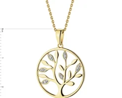 Clearance Apart Zawieszka z żółtego złota z diamentami - drzewko - 0,01 ct - próba 585