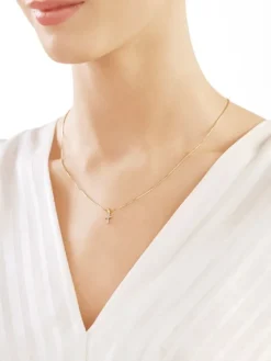 Apart Zawieszka z żółtego złota z diamentami - krzyż - 0,01 ct - próba 585< Zawieszki