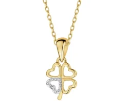 Apart Zawieszka z żółtego złota z diamentem – serca, koniczyna - 0,003 ct - próba 375< Zawieszki