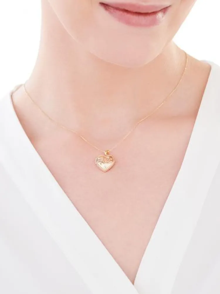 Apart Zawieszka z żółtego złota z diamentem - puzderko - serce, drzewko - 0,005 ct - próba 375< Zawieszki