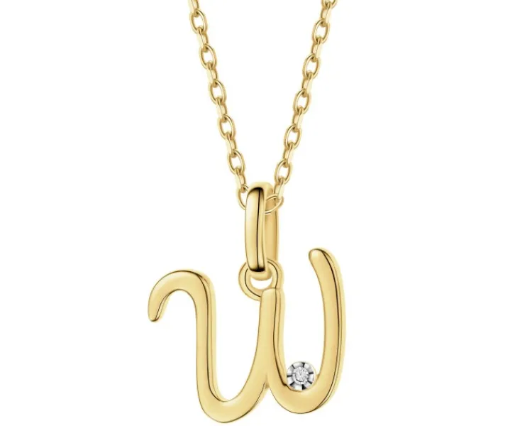 Apart Zawieszka z żółtego złota z diamentem - litera W - 0,003 ct - próba 375< Wszystkie