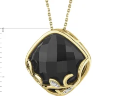 Apart Zawieszka z żółtego złota z diamentami i onyksem - próba 585< Zawieszki