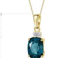 Best Apart Zawieszka z żółtego złota z diamentami i topazem London Blue - próba 585