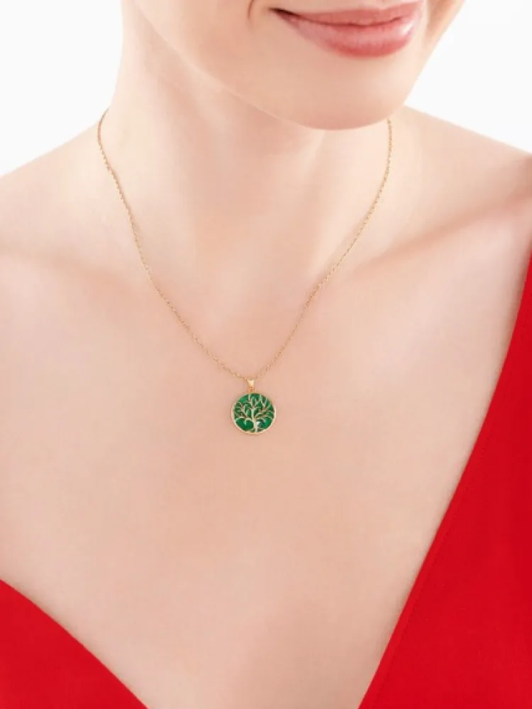 Apart Zawieszka z żółtego złota z diamentem i emalią - drzewko - 0,005 ct - próba 375< Zawieszki
