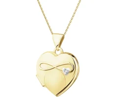 Online Apart Zawieszka z żółtego złota z diamentem - puzderko - serce, nieskończoność - 0,005 ct - próba 375