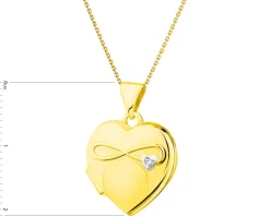 Online Apart Zawieszka z żółtego złota z diamentem - puzderko - serce, nieskończoność - 0,005 ct - próba 375