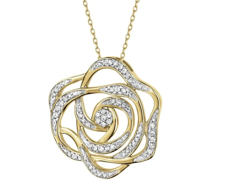 Apart Zawieszka z żółtego złota z diamentami - kwiat, róża - 0,20 ct - próba 585< Wszystkie