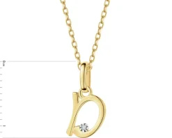 Discount Apart Zawieszka z żółtego złota z diamentem - litera D - 0,003 ct - próba 375