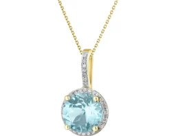 New Apart Zawieszka z żółtego złota z diamentami i topazem Sky Blue - próba 585