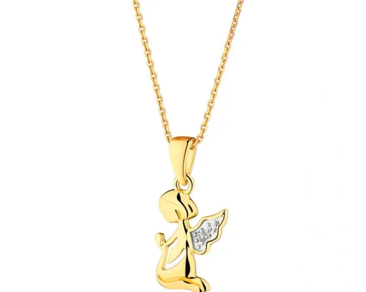 Apart Zawieszka z żółtego złota z diamentem - aniołek - 0,004 ct - próba 585< Zawieszki