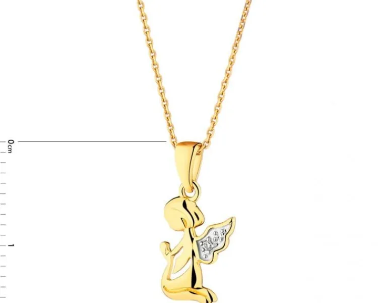Apart Zawieszka z żółtego złota z diamentem - aniołek - 0,004 ct - próba 585< Zawieszki