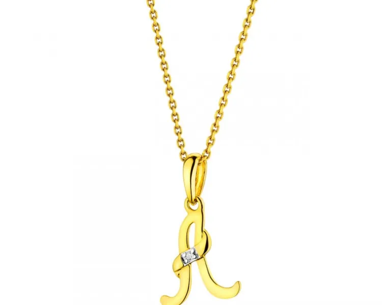 Apart Zawieszka z żółtego złota z diamentem - litera A - 0,004 ct - próba 585