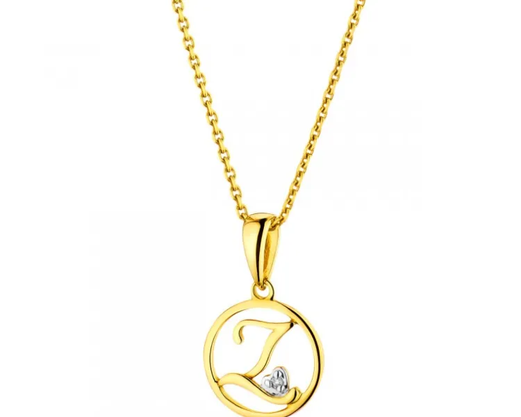 Apart Zawieszka z żółtego złota z diamentem - litera Z - 0,003 ct - próba 585< Zawieszki