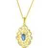 Online Apart Zawieszka z żółtego złota z diamentami i topazem London Blue - próba 585
