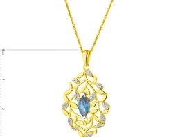 Online Apart Zawieszka z żółtego złota z diamentami i topazem London Blue - próba 585