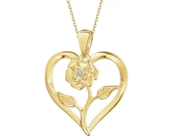 Best Apart Zawieszka z żółtego złota z diamentem - serce, kwiat - 0,004 ct - próba 375