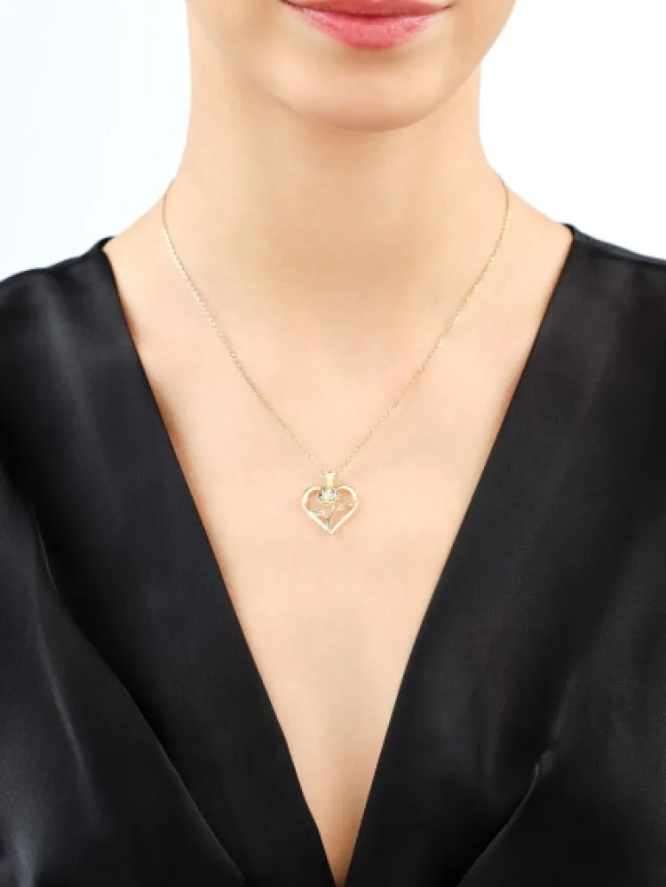 Best Apart Zawieszka z żółtego złota z diamentem - serce, kwiat - 0,004 ct - próba 375