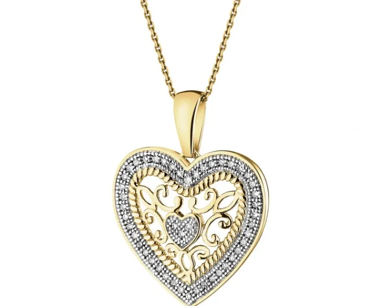 Apart Zawieszka z żółtego złota z diamentami - serce - 0,14 ct - próba 585< Zawieszki