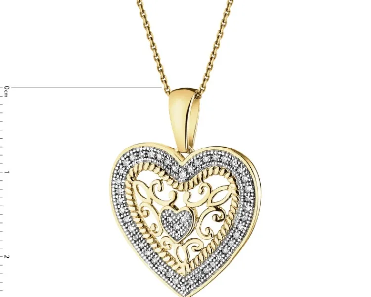 Apart Zawieszka z żółtego złota z diamentami - serce - 0,14 ct - próba 585< Zawieszki