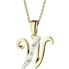 Clearance Apart Zawieszka z żółtego złota z diamentem - litera W - 0,003 ct - próba 375