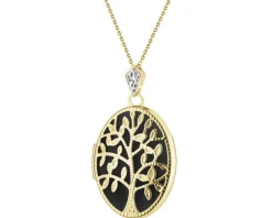 Outlet Apart Zawieszka z żółtego złota z diamentem - puzderko - drzewko - 0,005 ct - próba 375
