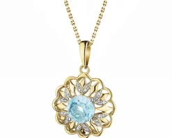 New Apart Zawieszka z żółtego złota z diamentami i topazem Sky Blue - próba 585